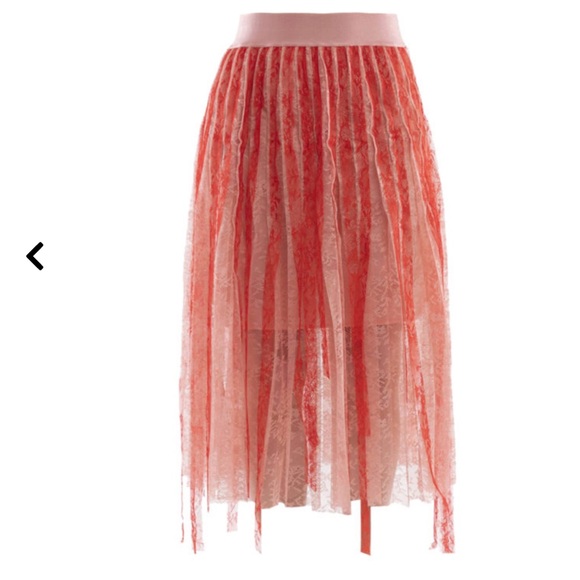 Pinko Dresses & Skirts - PINKO Nervoso lace skirt tulle boho pink red small